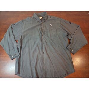 ​Tri-Mountain XL Gray Micro-Check Button Down Shirt Ski-Doo Racing Embroidered